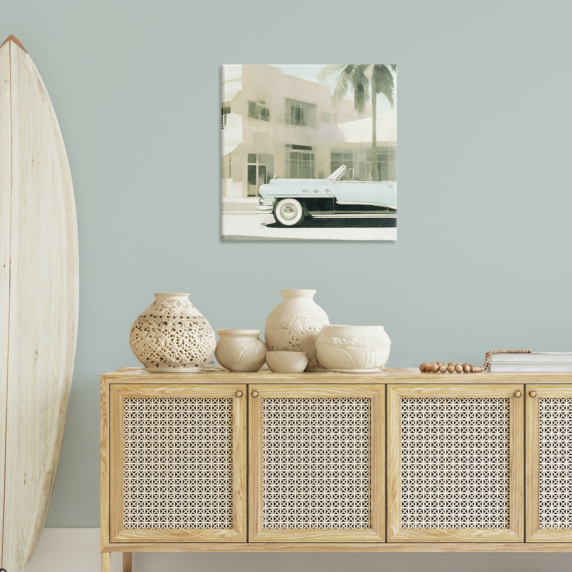 Stupell Industries Miami Car & Palm Tree Transportation Painting Wrapped Canvas Art Print Wall Art, 30 x 30