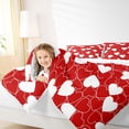 thumbnail image 5 of Feelyou Cute Love Heart Bedding Comforter Set for Teen, Romantic Cartoon Twin Comforter Sets, Red White Graffiti Lines Reversible Bedding Set, Breathable Home Decor, 2 Pieces, 5 of 9