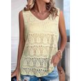 thumbnail image 4 of Women Summer Tank Top Trendy V Neck Crochet Sleeveless Shirts Sweater Vest Beige L, 4 of 5
