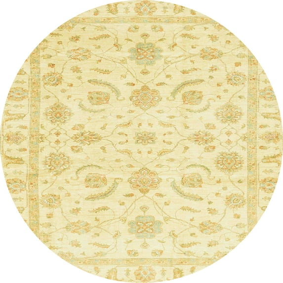 Ahgly Company Indoor Round Abstract Sun Yellow Oriental Area Rugs, 7' Round