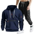 thumbnail image 2 of LNWUY Mens Fall Winter Track Suits Sweatsuits Jogging Suits for Men Athletic Gym Workout 2 Piece Sportswear Hoodie and Sweatpants Set Blue M, 2 of 9