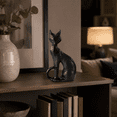 thumbnail image 2 of Clearance! Halloween Black Cat Figurine, Sculpted Bronze Style Cat Statue, Vintage Gothic Halloween Decoration for Halloween Indoor Tabletop Home Party Decor, 2 of 5