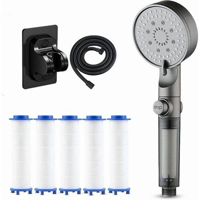 Vwrxbz High Pressure 5 Mode Filtered Shower Head with Handheld Built-in Power Wash for Hard Water