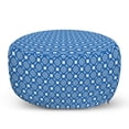 thumbnail image 1 of Blue and White Pouf Cover with Zipper, Bullseye Circles with Rectangular Geometric Illustration Monochrome, Soft Decorative Fabric Unstuffed Case, 30" W X 17.3" L, White and Blue, by Ambesonne, 1 of 5