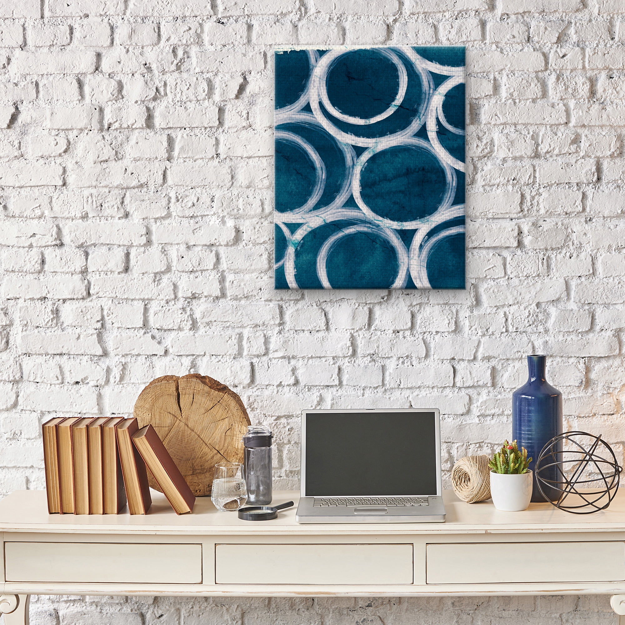 Masterpiece Art Gallery Infinity in Indigo Abstract Rings by Belle Maison Canvas Art Print 22" x 28"