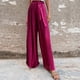 thumbnail image 4 of Pantalones De Pierna Ancha Plisados De Talle Alto Color Puro Con Cinturón Ajuste Casual Pantalones De Pierna Ancha Plisados Para Mujer Amaranto L, 4 of 7