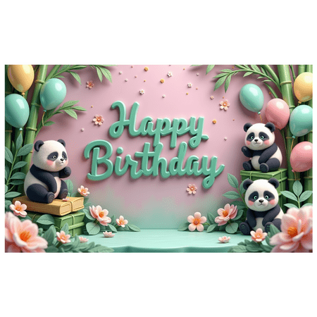 Colorful Theme Happy Birthday Panda Style Animal Balloons Party Banner for Kids Celebration Indoor Decoration