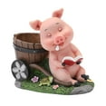 thumbnail image 6 of colaxi Pig Statue Flowerpot Creative Animal Sculpture for Backyard Table Home Decor Sleep Pig Red Book, 6 of 9