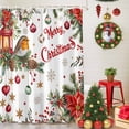 thumbnail image 5 of Christmas Bird Shower Curtains for Bathroom, Poinsettia Floral Holly Fruit Xmas Ball Snow Waterproof Fabric Shower Curtain for Bathroom Bathtub Decoration, Machine Washable, 60"x72", 5 of 9