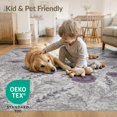 thumbnail image 4 of ODIKA 6'x9' Washable Area Rug Boho Muted Lavender Blossom Tossed Design Worn Plum Vine Accents for Queen Size Bedroom, Under Bed, Master Suite, Easy Care, Non-Shedding, 4 of 7