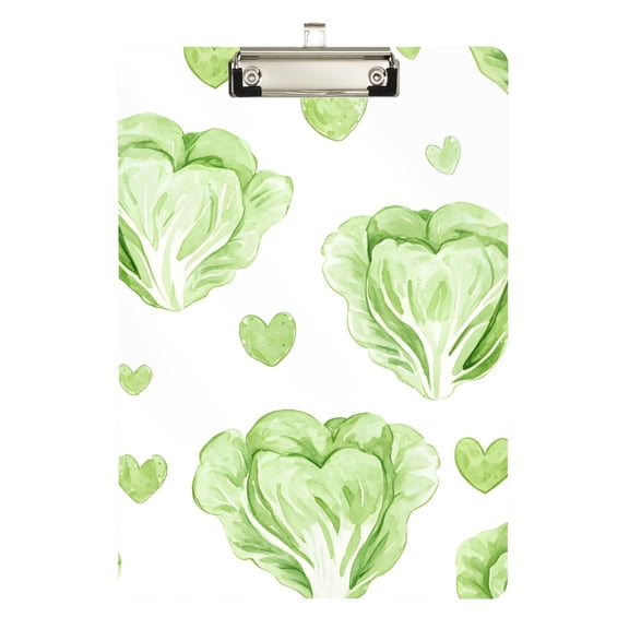 FORMRS Acrylic Clipboard with Low Profile Clip Standard A4 Letter Size, 12.5" x 9", Love Cabbage Pattern