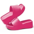 thumbnail image 4 of Spencer Women Platform Sandals Soft Padded Platform Wedges Slide Sandals Comfy Square Open Toe Summer Slides Trendy Slippers, Rose, 4 of 9