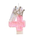 thumbnail image 2 of Pink Iridescent Number 4 Crown Cake Topper Candle Princess Theme Birthday Party Decorations for Student Girl 4Th Birthday, 2 of 6
