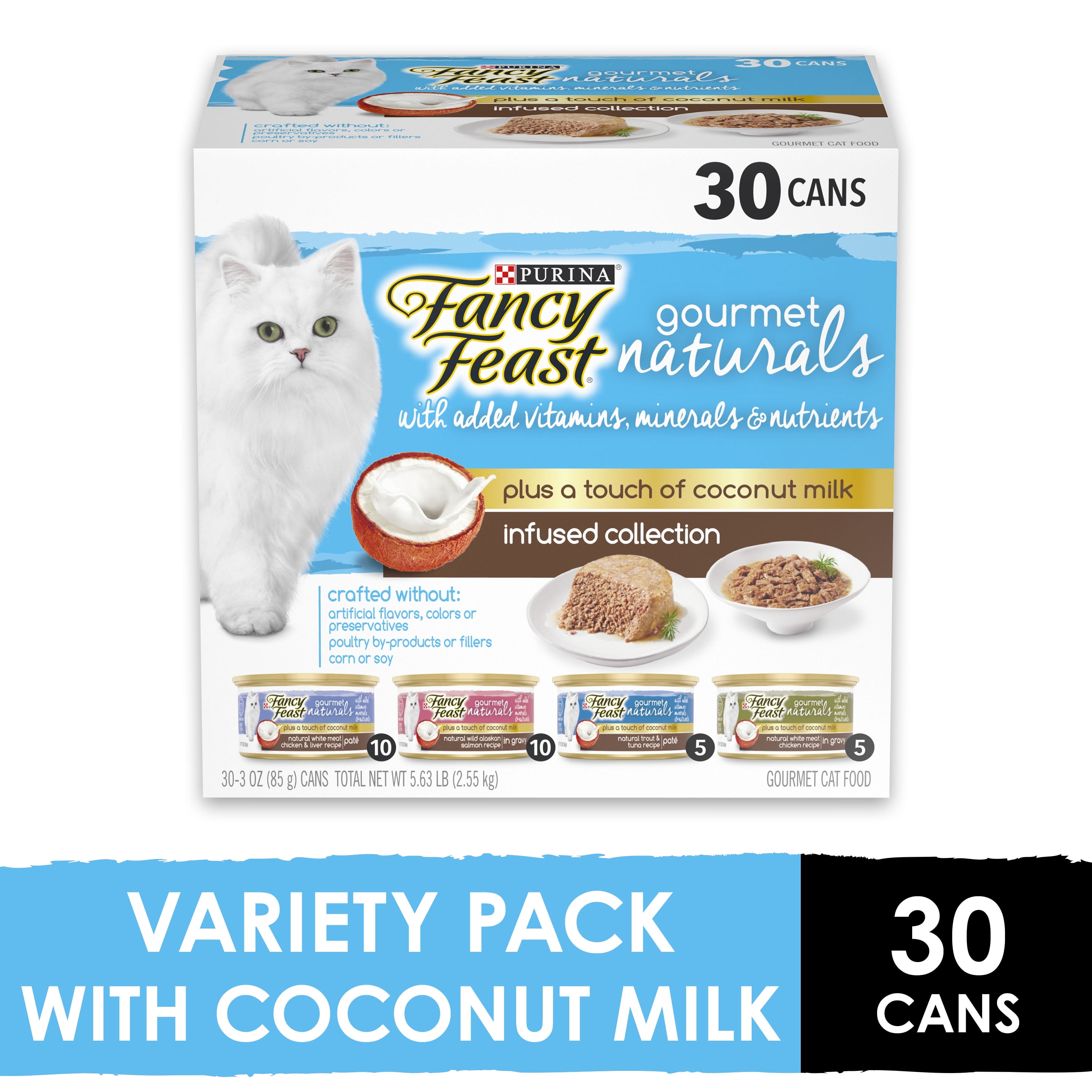(30 Pack) Fancy Feast Natural Wet Cat Food Variety Pack, Gourmet