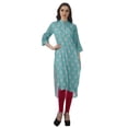 thumbnail image 3 of Moomaya Printed Indian Kurti WoMen's Cotton Tunic Mandarin Collar Knee Length Kurta, 3 of 6