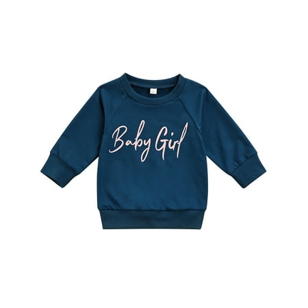 

Canrulo Toddler Infant Baby Girls Letter Embroidery Round Neck Loose Long Sleeve Sweatshirt Navy Blue 18-24 Months