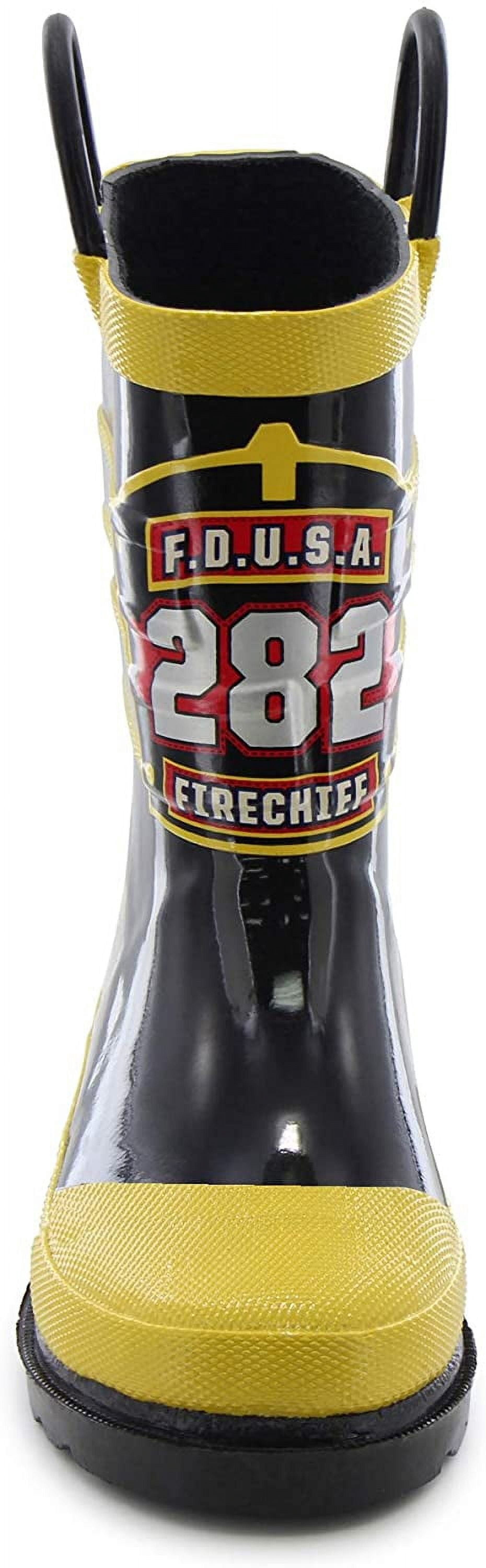 Western Chief Unisex Kids Rain Boots Waterproof Firechief Pull-On, Black, Sizes 4