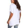 thumbnail image 5 of Summer women's V-neck solid color short-sleeved loose T-shirt with slits on both sides, 5 of 5