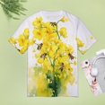 thumbnail image 5 of Bee And Flowers T-Shirt O Neck Retro Print Big Size T-Shirts Short Sleeve Tees Womens Pretty Design, 5 of 5