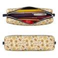 thumbnail image 2 of Yiaed Honey Honeycomb Print Leather Pencil Case - Leather Pen Pencil Holder - Elegant & Practical Pencil Pouch for Work & Office, 2 of 7