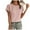 Pink, variant on Women's Textured Ruffle Short Sleeve Blouse - Round Neck Loose Fit Casual Dressy Top, 95% Polyester/5% Elastane, S-XXL Sizes