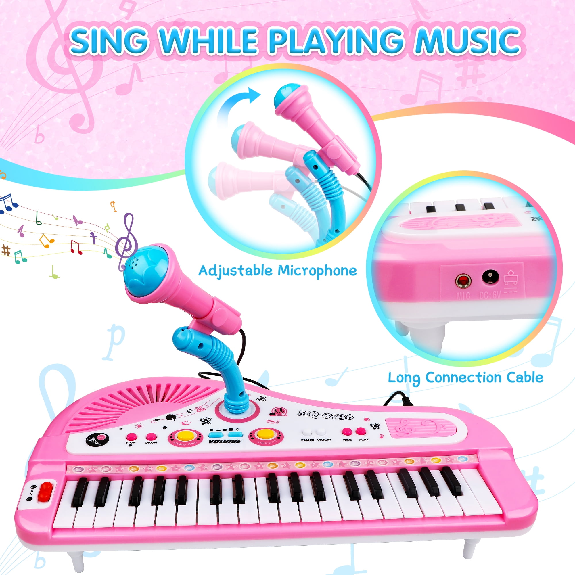 Beefunni Electronic Piano Keyboard, 37-Key Piano Music Toy, Birthday