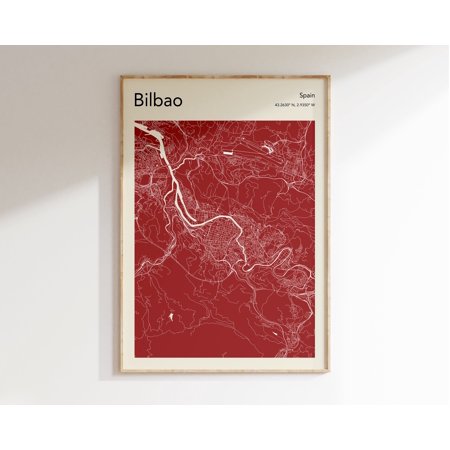POSTER Bilbao Spain Map Print, , Bilbao Map Poster, Bilbao Map Wall Art, Bilbao Street Map, Map Of Bilbao Spain-UNFRAMED