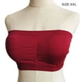 thumbnail image 3 of Soutien-gorge Sans Fil Sans Bretelles Bandeau Rembourré Tube Top Intime avec Bonne Élasticité Style Basique pour Robe de Soirée Rouge Vin, 3 of 6