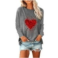 thumbnail image 2 of WREESH Long Sleeve Tshirts for Women Valentine's Heart Graphic Shirts Casual Spring Blouses Crew Neck Pullover Tops Gray, 2 of 5