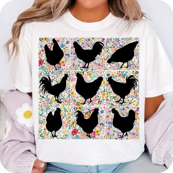 Chicken Mama T-Shirt, Retro Boho Floral Farm Tee, Spring Chicken Lover Shirt, Cute Farm Animal Gift Tee for Women