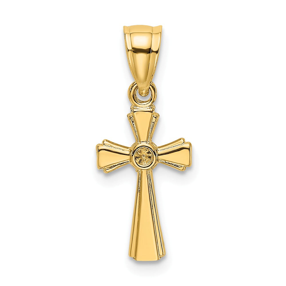 Solid 14k Yellow Gold Mini Eastern Orthodox Cross Charm Pendant 12mm x 8mm