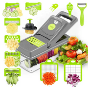 VerdeVida Vegetable Chopper, Food Chopper & Spiralizer, 15-in-1, 8 Stainless Steel Blades, Black