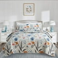 thumbnail image 1 of JML Floral Quilt Set, 3-Piece, Soft Microfiber, King Size, Blue, 1 of 6