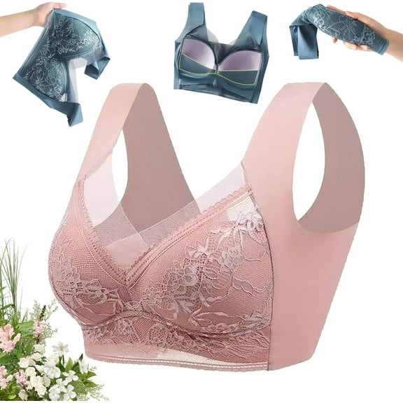 Jeadora Bras for Older Women,Lace's Large-Sized Vest Without Steel Rims,Push Up Posture Correcting Wireless Seamless