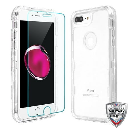 Apple iPhone 8 Plus iPhone 7 Plus iPhone 6/6S Plus - Phone Case Tuff Hybrid Armor Shockproof Impact Rubber Hard Protective Cover + Screen Protector Transparent Case for iPhone 7 Plus /8 Plus/6 6S (Best Shockproof Iphone 7 Plus Case)
