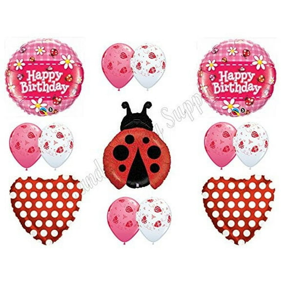 LADYBUG RED POLKA DOTS Happy Birthday Balloons Decoration Supplies 1st 2nd 3rd