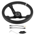 thumbnail image 2 of Steering Wheel Racing Steering Wheel Leather Steering Wheel Steering Wheel Replacement 350mm/14in For  Style 6-  Black Leather Racing Steering Wheel W/ Horn, 2 of 7
