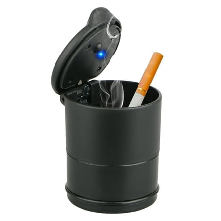Smokeless Ashtray Air - TSV Car Ashtray with Blue LED Light Indicator for Universal Car Cup Holder, Portable Battery Powered Smokeless Stand Cylinder Cigarette Ashtray for Car, Auto Car Ashtray with Lid Odor Remover