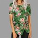 thumbnail image 3 of Blusas de Manga Corta para las Mujeres Botón Impreso Cuello Redondo Top Casual, Blusas para las Mujeres Casual, 3 of 5