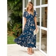 thumbnail image 3 of Vestido largo Simplee Apparel con estampado floral de chifón azul para mujer, 3 of 7