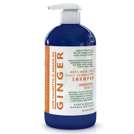 Anti Viral Therapy - Hair Growth Botanical Therapy STEP 2: Organic Anti Hair Loss Scalp Stimulating Shampoo GINGER/Saw Palmetto & Argan Oil 16 Fl Oz