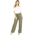thumbnail image 4 of Ambiance Women's Juniors Wide Leg Spring Linen Pants (Olive, Large), 4 of 4