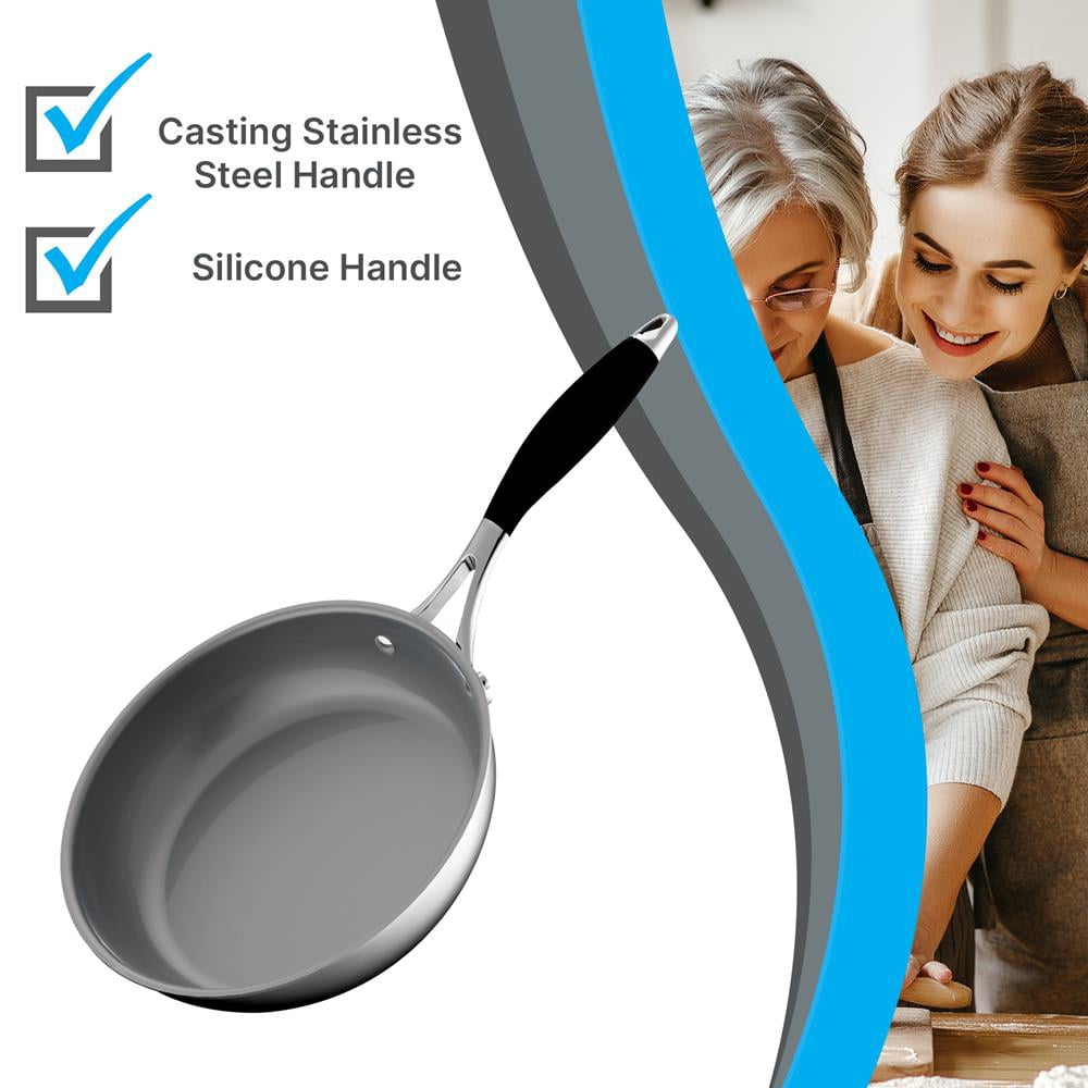 NutriChef 8'' Stain-Resistant Frying Pan Kitchen Cookware w/ Durable Ceramic Non-Stick Coating