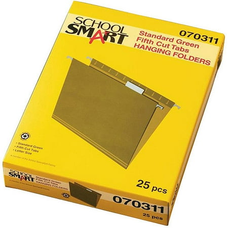 School Smart Legal Size Hanging File Folders with 1/5-Cut ...