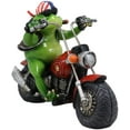 thumbnail image 2 of 10"L Born To Ride Patriotic USA Biker Frog Riding Red Chopper Motorcycle Statue, 2 of 7