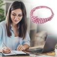 thumbnail image 6 of Unique Bargains 1 Pc Fashion Plaid Pattern Cross Elastic Hairband for Women Pink, 6 of 6