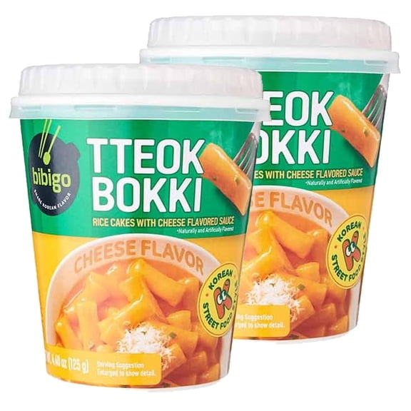 BOX OF LIFE Korean Food Set Tteokbokki Cup Rice Cake with Cheese Flavored Sauce (Cheese Flavor, Pack of 2)