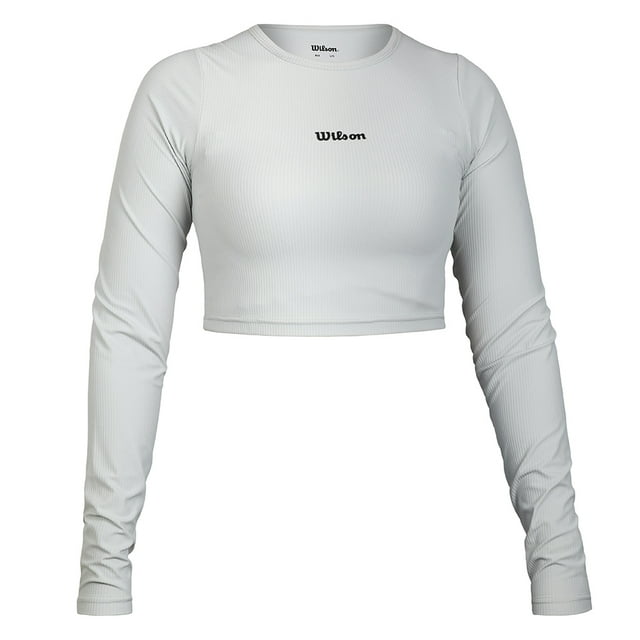 Crop Deportivo Wilson para Mujer Active Rib Manga Larga Color Gris Perla Talla M