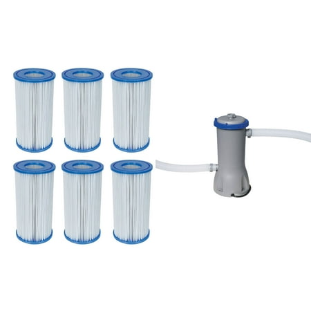 Bestway Pool Filter Pump Cartridge Type-III (6 Pack) + Pool Filter Pump (Best Way To Have A Wet Dream)