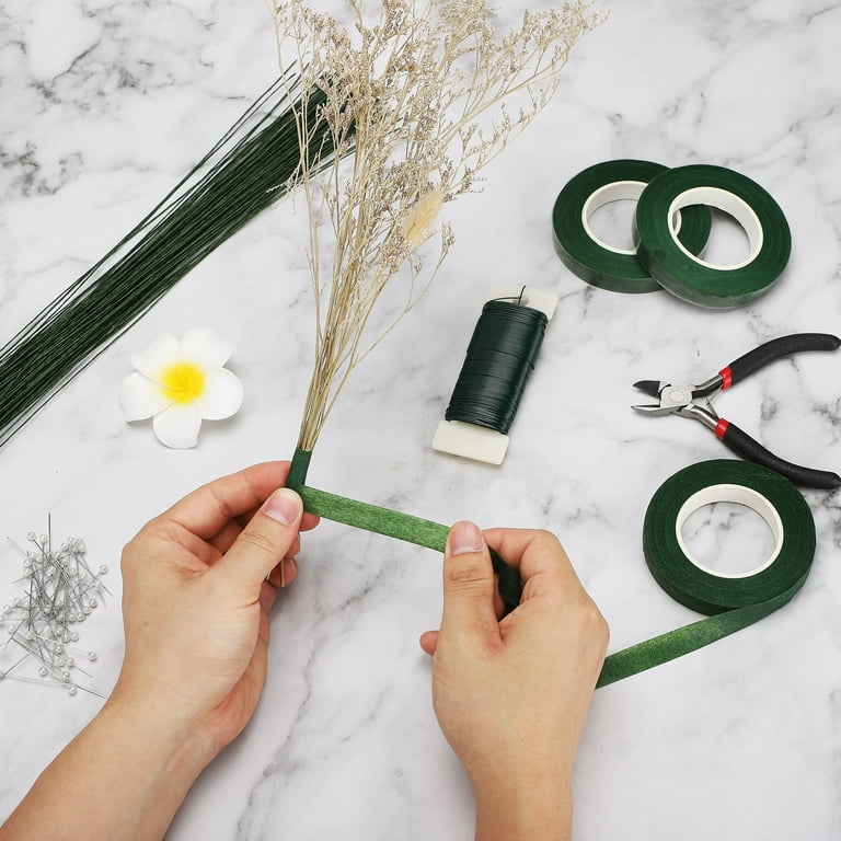 7 Pcs Floral Arrangement Kit Floral Tape and Floral Wire with Wire Cutter Green Floral Tapes Floral Stem Wire 40 Pcs Corsage Pins for Bouquet Wreath
